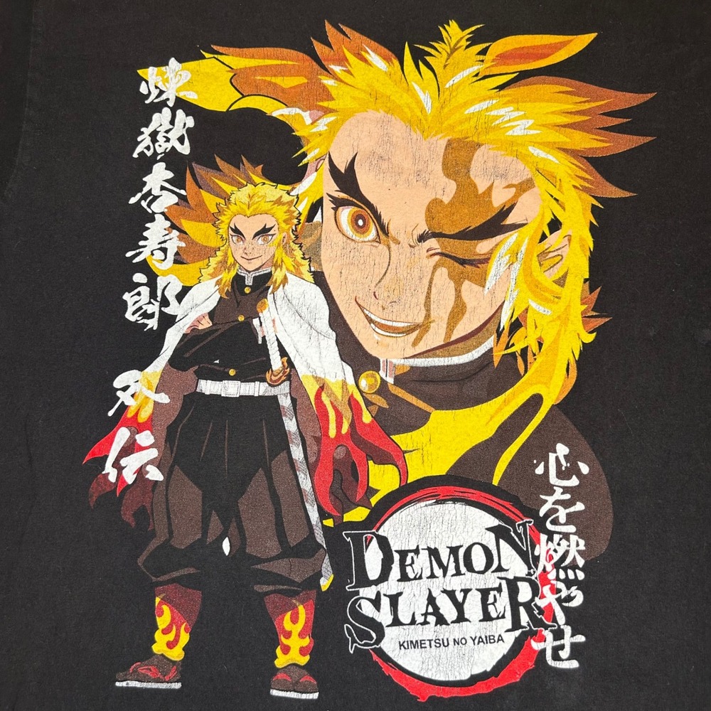Demon Slayer Kyojuro Rengoku Anime Graphic T Shirt Black Size Small - Picture 4 of 5